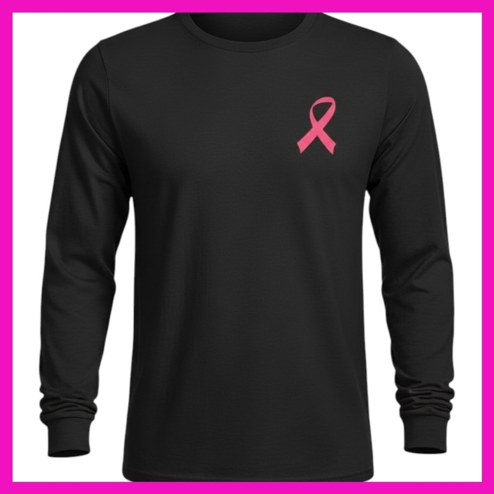 NWOT Jerzees Dri-Power Long Sleeve Shirt Back The Pink Breast Cancer Awareness L